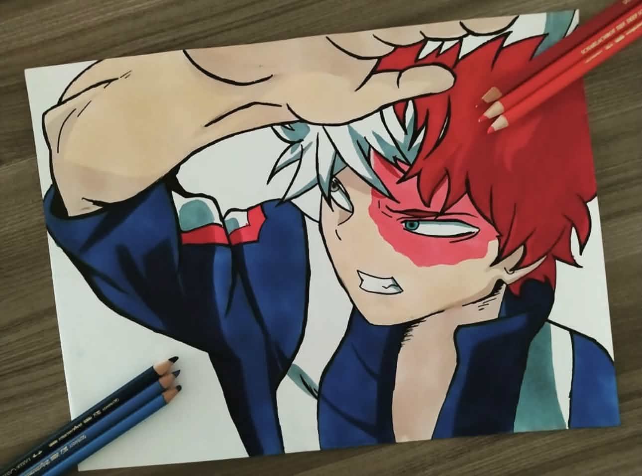 Fan art de Todoroki, My Hero Academia, aux feutres